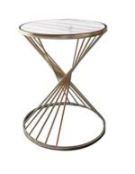 New Mark Impex White MDF Coffee Table Single Layer Round Side Table Small Apartment Metal Sofa Table Living Room Bedroom Lounge Corner Table Bedside Tables (Color : A, Size : 45 45 55CM)