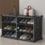 Owme Plastic Shoes Rack for Home, 2-Door 6-Shelf Portable Shoes Rack with Dustproof Door for Heels/Slippers/Boots, DIY Multi-Purpose Shoe Organizer, Black