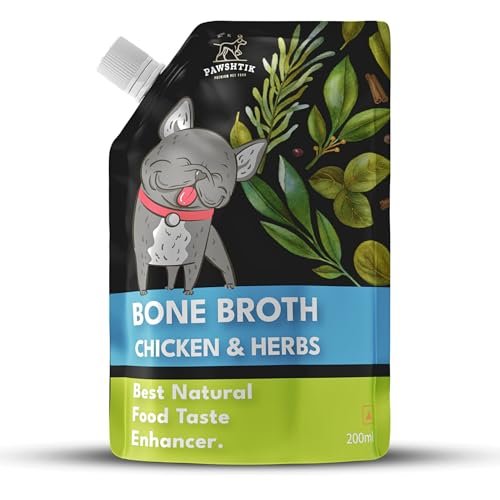 Pawshtik Chicken Bone Broth for Dogs & Cats 200ml (Pack of 2) | Liquid Food Topper | Natural Collagen Supplement