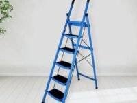 Plantex Premium 6 Step Ladder/Steel Ladder for Home Use/Wide Anti Skid Step Ladder/Non-Slip Handgrip(Blue & Black)