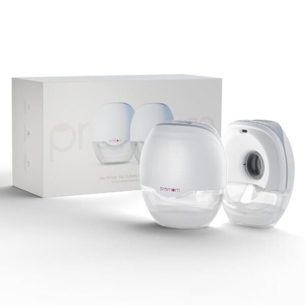 Promom Wearable Electric Breast Pump for Feeding Mothers, Automatic Hands-Free Pumping Machine with 3 Modes & 8 Suction Levels, Portable & Cordless with USB Charging, FDA Approved, Patented Diaphragm Case Technology, Best-In Class Suction-450MmHg/60KPA, Smart LED Display, 160ml BPA-Free Milk Cup, Quiet & Compact (1 Year Warranty) - Pack of 2