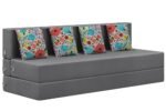 Rosebell Foldable Four Seater Sofa Cum Bed, Sofa Bed 6 X 6 Feet, Jute Fabric- Washable Cover- Including 4 Cushion Perfect for Home & Office for Guests(Grey Color)