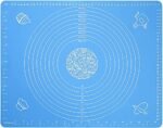 Silicone Baking Mat for Pastry Rolling Dough with Measurements - 19.7" x 15.7" BPA Free Non Stick and Non Slip Blue Table Sheet Baking Supplies for Bake Pizza Cake