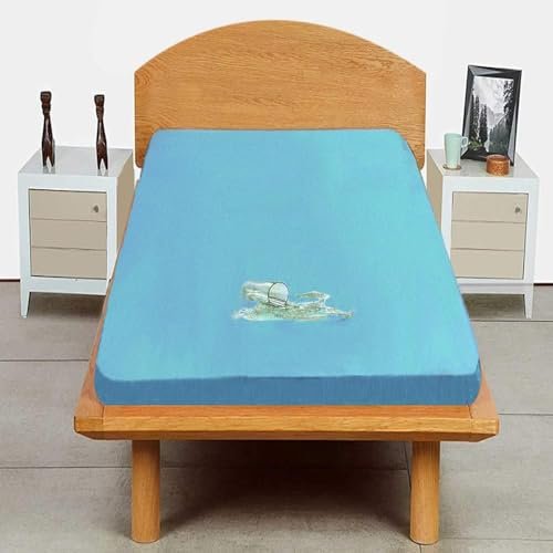 TRANCE Waterproof Terry Fabric Ultra Soft Single Size Cotton Mattress Protector|Breathable Hypoallergenic Mattress Cover Single Size (72x30 inch|6x2.5 feet, Turquoise)