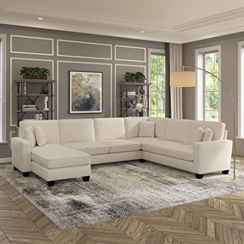 Torque - Moscow 7 Seater U Shape Fabric Sofa (Left Side,Cream) for Living Room, Bedroom, Home, Office Furniture | 3 Year Warranty.