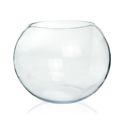 ecofynd Glass Terrarium Bowl, Fish Bowl, Crystal Clear Aquarium Bowl for Fish, Round Bubble Vase for Events, Decorating, Xmas Home Decor, or Office Decor (Pack of 1, 4inch, GB001)