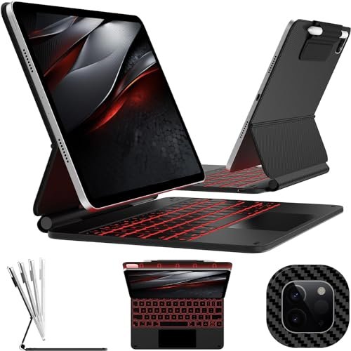 typecase Edge Magic Keyboard for iPad Air 11 (M3/M2, 2025/2024), Air 5th/4th Gen & Pro 11 (1st/2nd/3rd/4th Gen), Click Anywhere Trackpad, Floating Cantilever Stand, 11-Colors Backlit (CarbonFibre'25)