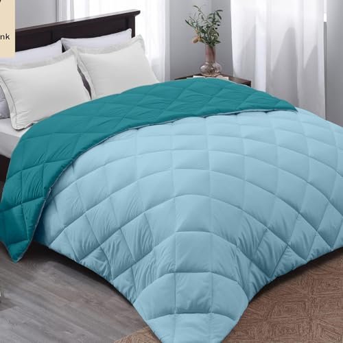AYKA Reversible Comforter 220 GSM Microfiber Reversible AC Comforter/Blanket for Winter/Quilt/Duvets for Queen Size Single Bed Comforter (60 * 90, Teal & SkyBlue)| TC - 220