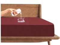 Trance Cotton Feel Terry Ultra Soft Waterproof Mattress Protector | Breathable - Hypoallergenic Mattresses Cover (75x60 inch | 6.25x5 feet, Maroon - Pack of 1)