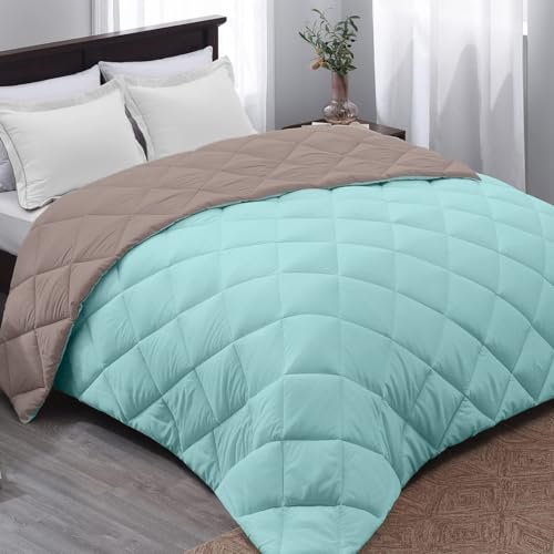 AYKA Reversible Comforter 220 GSM Microfiber Reversible AC Comforter/Blanket for Winter/Quilt/Duvets for King Size Double Bed Comforter (90 * 100, Taupe & Aqua)| TC - 220