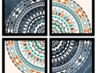 Avni Creations Mandala Art Painting with Frame For Living Room, Bedroom, Office/Mandala Art Wall Frames For Room Decor/Home Decoration Item (11 x 11 inch,Set of 4)