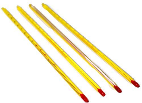 E Care non mercury glass thermometer -10 to110 degrees celsius pack of 4 with inbuilt glass hole for hanging,300mm alcohol for laboratory industrial purpose