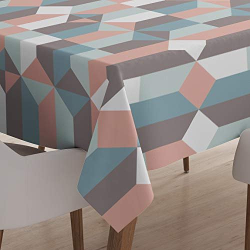 Encasa XO Printed Cotton Table Cloth (6 ft Long) for 4 to 6 Seater Large Dining Table - Aspect - Heavy Twill Fabric Mercerised, Washable, Rectangular for Home, Hotel, Restaurant & Banquet
