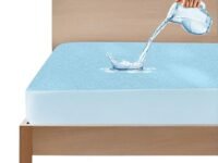 GADDA CO 100% Waterproof Premium Cotton Feel Mattress Protector Double Bed 72x75 Inch|Ultra Soft Breathable & Hypoallergenic Fitted Bed Protector Terry Cover(6x6.3 feet, Fits Upto 10 Inches, Blue)