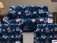 Gurnoor Sofa Cover One 3 Seater and Two 1 Seater Fully Covered Universal 5 Seater for Living Room Non-Slip Sticky Elastic Stretchable Couch Sofa Set Slipcover Protector(Smart Blue)