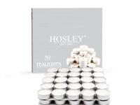 HOSLEY Unscented Tealight Candles Pack of 100|White Paraffin Wax Tealight Candles Perfect for Home Decor|Long Lasting| 3 Hours Burn Time|Smokeless & Dripless|3 cm Diameter|1 cm Long Each