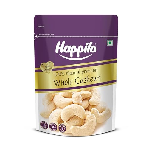 Happilo 100% Natural Premium Whole Cashews 500 g Value Pack | Whole Crunchy Cashew | Premium Kaju nuts | Nutritious & Delicious | Gluten Free & Plant based Protein