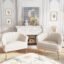 Haven Craft - Upholstered Velvet Swan Metal Accent Chairs Metal Legs, Set of 2, for Living Room, Bedroom, Office
