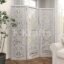 K Krafts Wooden Room Partition, Room Divider, Carved Wood Folding Room Divider, Folding Privacy Screens, Modern Living Room Bedroom Decoration, Room Dividers (Distressed White)