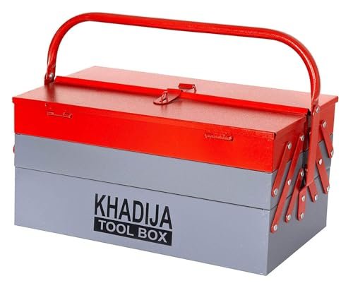 KHADIJA Metal 5 Compartment Tool Box (Red Grey)