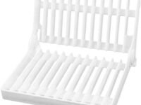 KINZILLA Plastic 12 Slots Foldable Dish Rack Stand Drainer Drying Rack Organizer Kitchen Tool