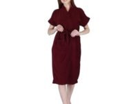 Kuber Industries Bathrobe for Women Micro Terry Cotton Towel Robe | Soft and Easy to Absorb & Dry| Unisex Bathrobe (Maroon)