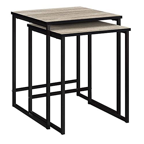 Priti Coffee Table for Living Room, Set of 2 Nesting Side Coffee Tables, Stable and Oak Tabletop