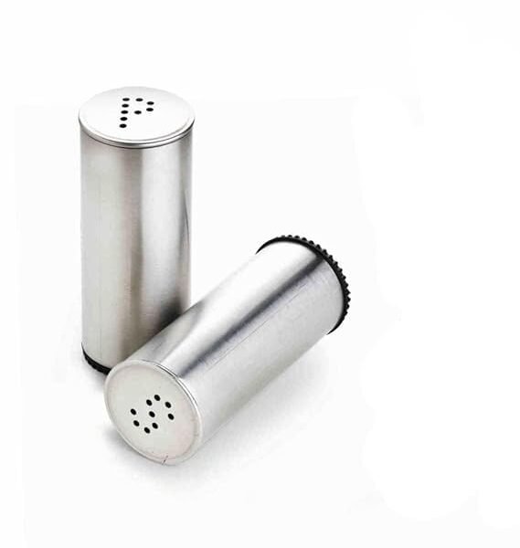 Rukmanivivah Stainless Steel Salt and Pepper shakers, air Tight, Oregano, Chilli Flakes, Sugar Seasoning Sprinkler,namak,dhanajeera Set of 2