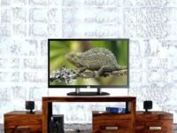 UNITEK FURNITURE Solid sheesham Wood Standard Multipurpose tv Cabinet Entertainment Unit with 3 Drawer and Shelf for Living Room Home (Natural Finish)