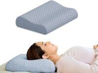 CareFoam Memory Foam Cervical Neck Pillow | 2 Years Warranty | Pain Relief Sleep, Improves Posture Spinal Alignment, Neck Pain Relief | King 23 x 14 x 4.5 Inch | Grey Jacquard Cover | Pack of 2