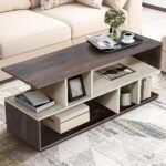 ABOUT SPACE Wooden Coffee Table - Tea Poyee Table with Storage, Sofa Centre Table with Solid Finish - Space Saving Portable Furniture for Living Room, Office (Walnut - L 100 x B 40 x H 39 cm)