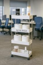 AEXONIZ TOYS 4-Tier Space Saving Storage Rack Organizer Multifunctional Plastic Kitchen cart Trolley Storage Rack Bathroom Storage Rack with Wheel(White, 4 Layer)
