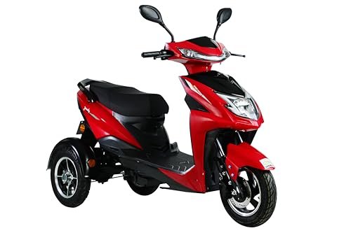 AMO Jaunty 3W Low Speed Electric Scooter Non-RTO 75Km-100Km Range, Red and Black with Lithium Battery And Portable Charger