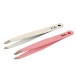 Alis White & Pink Colour Tweezer Plucker Set Precision Tweezers For Eyebrows, Ingrown Hair, Plucking Daily Beauty Tool Set Of 2 Pcs With Travel Case (PINK & WHITE)