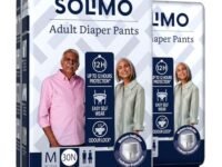 Amazon Brand - Solimo Adult Diapers Pant Style | Medium Size | 60 Count | (30 x Pack of 2) | Waist 24-45 Inch (60-115 cm) | Fast Absorption | Leak Proof | Unisex | For Men & Women