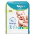 Amazon Brand - Supples Premium Baby Diaper Pants | 62 Baby Diapers | Large | 9-14 Kg | 12 Hrs Absorption | Cushiony Cotton Soft Fabric | Phthalates-Free | Triple Leak Guard