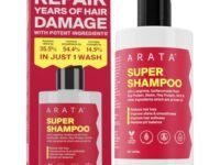 Arata Super Shampoo (300ml) with Argan Oil, Biotin & Soy Protein| Prevents Hair Loss | Boosts Hair Thickness | Reduces Breakage | Fights Microbial Infections | Adds Shine | Shampoo For Women & Men