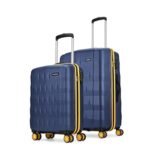 Aristocrat Comet Set of 2 Trolley Bag 56, 66cm | Small+Medium| Hard Luggage| Smooth 8-Wheel Suitcase| Combination Lock with Sturdy Zipper| Full Fabric Convipack | 3-Year International Warranty (Blue)