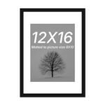 Art Street Synthetic Document Large Size Wall Photo Frame, Big Frames For Wall Artwork, Certificates, Picture & Photographs Home Decor(12x16 Inch, Matted To 8x10 Inch, Black)