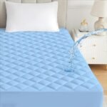 Ayka Waterproof Cotton Quilted Mattress Protector Queen Size Breathable Hypoallergenic Noiseless Ultra Soft Fitted Bed Protector 75x60 inch Mattress/Bed Cover (Queen 75x60 inch | 6.25x5 ft, Blue)