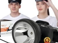 BALIRAJA TechPride Rechargeable LED Head Torch Model: Hunter Headlight Upto 1km Range with Lithium-ion Battery, Blinking Feature for Fishing Camping Hiking Trekking Cycling Running etc, 140 Lumens