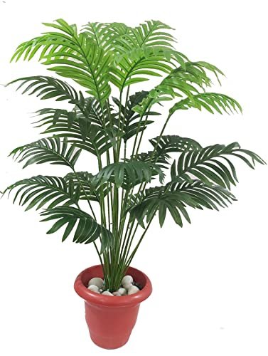 BK MART Polyester Natural Looking 18 Leaves Areca Palm | Ornamental Plant For Interior | Indoor Tropical Plant For Home/Shop/Office Decor/Gifting Artificial Plant Without Pot (70 Cm, Green)