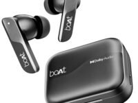 Boat Airdopes 800, Dolby Audio, Adaptive EQ by Mimi, 4Mics AI ENx, App Support, Fast Charge, Low Latency, IPX5, v5.3 Bluetooth TWS in Ear Earbuds Wireless Earphones with mic (Interstellar Black)