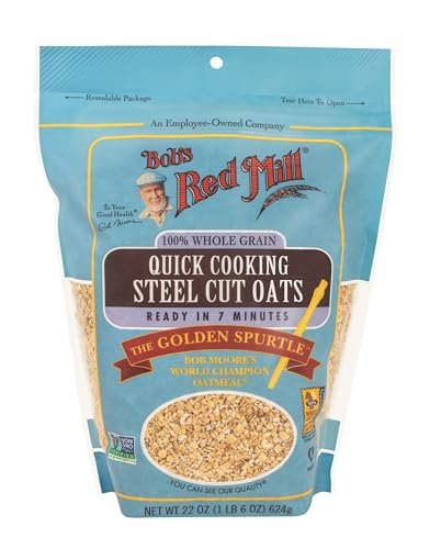 Bob's Red Mill Bobs Red Mills Quick Cooking Steel Cut Oats 624Gm Whole Grain Organic Non-Gmo Ready In 7 Minutes Healthy Breakfast Cereal