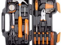 CARTMAN 39 Piece Tool Set General Household Hand Kit with Plastic Toolbox Storage Case Orange