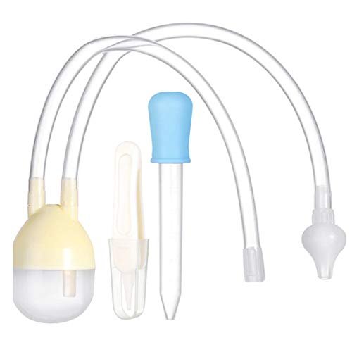 DALUCI Nose Cleaner Aspirator Nasal for New Born Baby | Vacuum Suction | Nasal Aspirator | Sanitary Tool | Mouth Suction Nose Cleaner | Manual Nasal | Inhaler Nose Cleaner for Babies (Yellow & White)