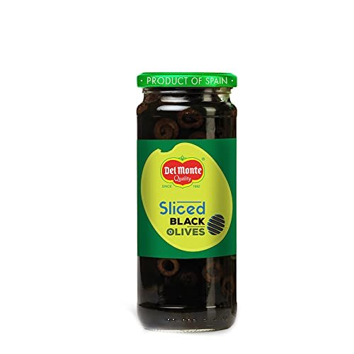 Del Monte Black Sliced Olives 235g l Select Quality Olives Imported from Spain | Italian cuisine ingredient | Low Fat Ready-to-Eat Healthy Snack l 100% Natural and Evenly Cut | Suitable for Pizza, Pasta Topping, Garnishing Salad, Wraps | Source of Fibre, Gluten Free, No Added Preservatives