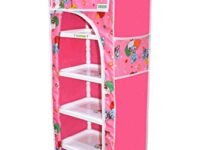 FLIPZON Baby Wardrobe Plastic Multipurpose 6 Shelve, Foldable, (Unbreakable Material) (Pink, Pack of 1)