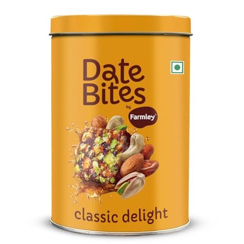 Farmley Classic Date Bites 200 gm I Dates Barfi Made with Dates, Pista, Cashews, Almonds, Honey and Pure Ghee I Dry Fruits Nuts, Healthy Snacks Sweets,Gluten Free, No Added Sugar