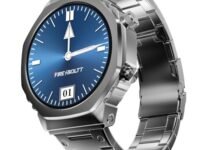 Fire-Boltt Onyx- 36.3mm AMOLED Always On Display Smart Watch, 466 * 466 High Resolution, Bluetooth Calling, Steel Design, IP67, 4GB Storage, 300+ Sports Modes, 130+ Watch Faces (Silver)